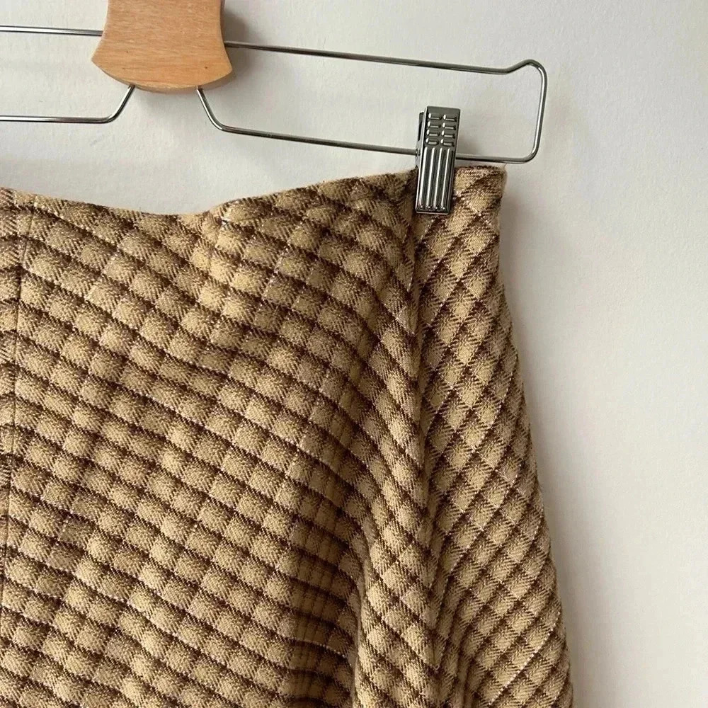 Vintage Liz wear high waist wool plaid midi fring skirt - Picture 12 of 12